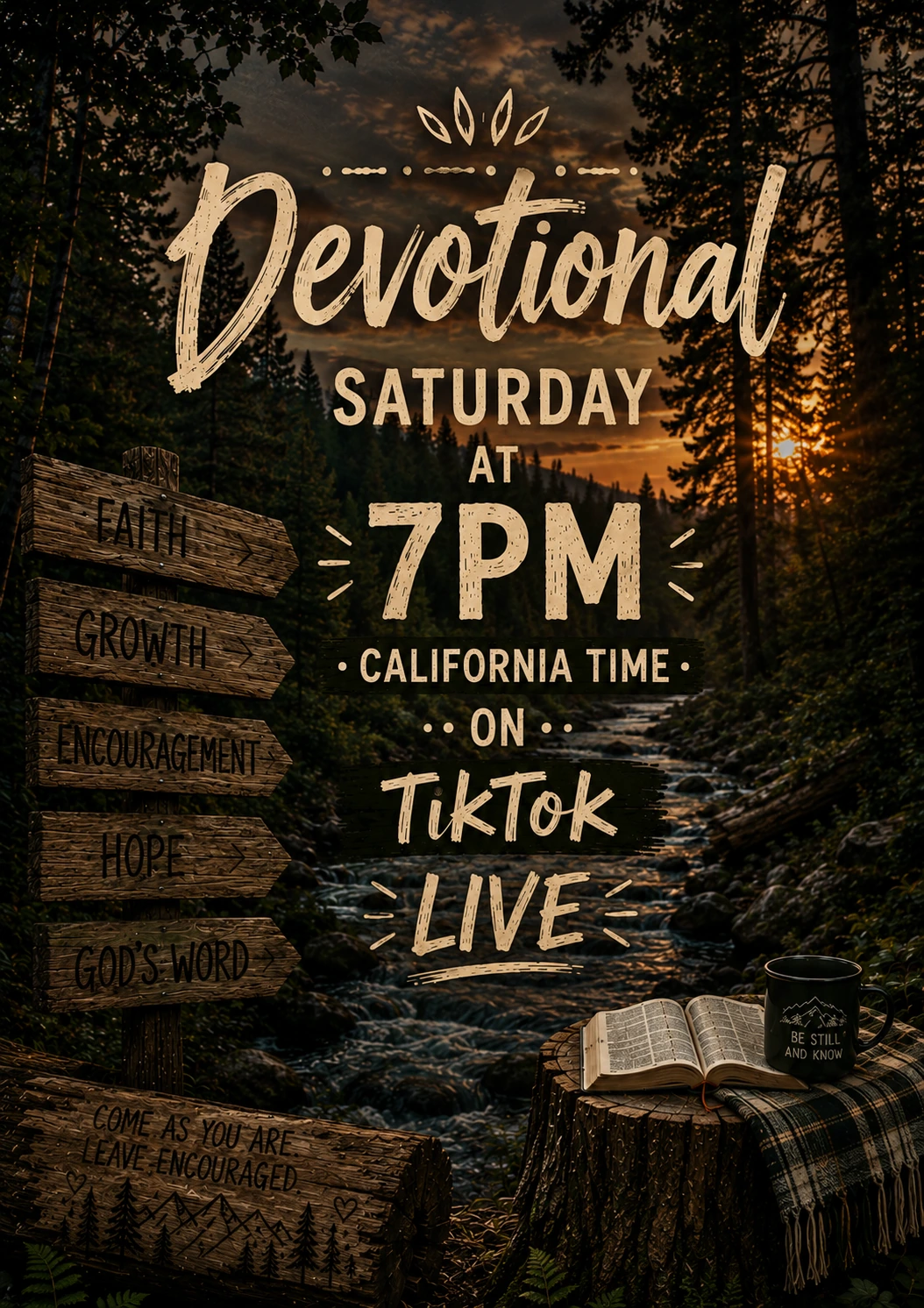 Promotional poster for Elizabeth's TikTok Live devotional